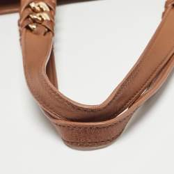 Pre Owned Tory Burch Brown Leather Brooke Tote