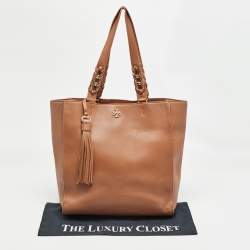 Pre Owned Tory Burch Brown Leather Brooke Tote