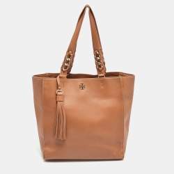 Pre Owned Tory Burch Brown Leather Brooke Tote