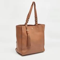 Pre Owned Tory Burch Brown Leather Brooke Tote