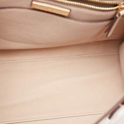 Pre Owned Tory Burch New Cream/Brown T Monogram Leather Small Contrast Tote