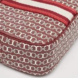 Pre Owned Tory Burch Burgundy Gemini Link Coated Canvas Camera Crossbody Bag