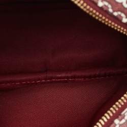 Pre Owned Tory Burch Burgundy Gemini Link Coated Canvas Camera Crossbody Bag
