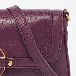 Pre Owned Tory Burch Purple Leather Mini Amanda Crossbody Bag