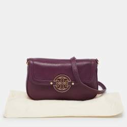 Pre Owned Tory Burch Purple Leather Mini Amanda Crossbody Bag