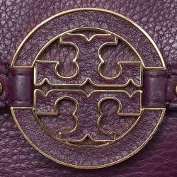 Pre Owned Tory Burch Purple Leather Mini Amanda Crossbody Bag