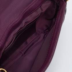 Pre Owned Tory Burch Purple Leather Mini Amanda Crossbody Bag