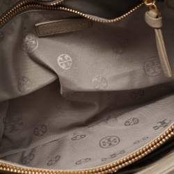 Pre Owned Tory Burch Beige Leather Bombe Flap Shoulder Bag
