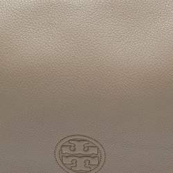 Pre Owned Tory Burch Beige Leather Bombe Flap Shoulder Bag