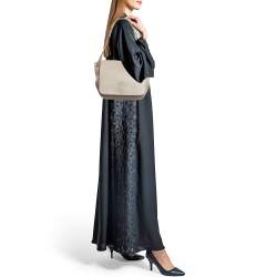 Pre Owned Tory Burch Beige Leather Bombe Flap Shoulder Bag