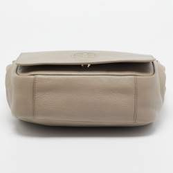 Pre Owned Tory Burch Beige Leather Bombe Flap Shoulder Bag