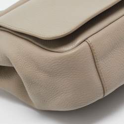 Pre Owned Tory Burch Beige Leather Bombe Flap Shoulder Bag