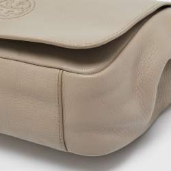 Pre Owned Tory Burch Beige Leather Bombe Flap Shoulder Bag