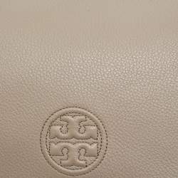 Pre Owned Tory Burch Beige Leather Bombe Flap Shoulder Bag