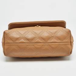Pre Owned Tory Burch Brown Quilted Leather Fleming Shoulder Bag