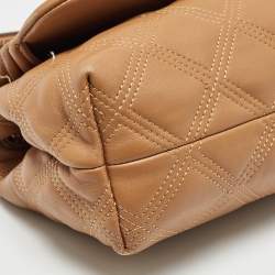 Pre Owned Tory Burch Brown Quilted Leather Fleming Shoulder Bag