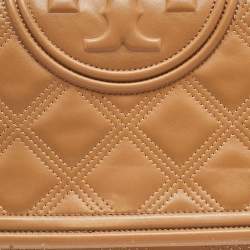 Pre Owned Tory Burch Brown Quilted Leather Fleming Shoulder Bag