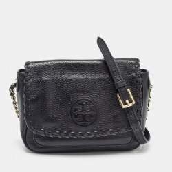 Pre Owned Tory Burch Black Leather Mini Marion Crossbody Bag