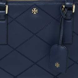 Tory Burch Blue Wild Stitch Leather Robinson Double Zip Tote