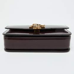 Pre Owned Tory Burch Burgundy Glossy Leather Eleanor Dragon Rectangular Shoulder Bag