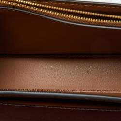 Pre Owned Tory Burch Burgundy Glossy Leather Eleanor Dragon Rectangular Shoulder Bag