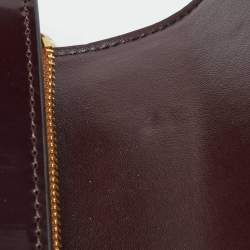 Pre Owned Tory Burch Burgundy Glossy Leather Eleanor Dragon Rectangular Shoulder Bag