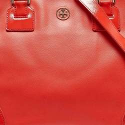 Tory Burch Orange Patent and Leather Large Robinson Double Zip Tote