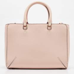 Pre Owned Tory Burch Peach Leather Robinson Tote