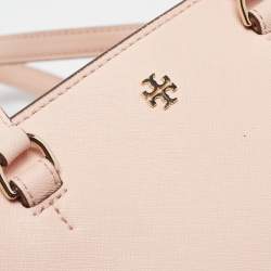 Pre Owned Tory Burch Peach Leather Robinson Tote
