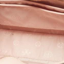 Pre Owned Tory Burch Peach Leather Robinson Tote
