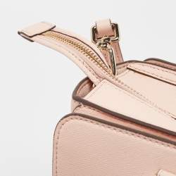 Pre Owned Tory Burch Peach Leather Robinson Tote