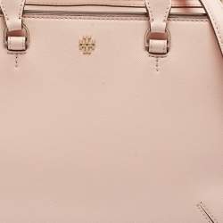 Pre Owned Tory Burch Peach Leather Robinson Tote