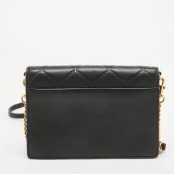 Pre Owned Tory Burch Black Leather Georgia Clutch Bag
