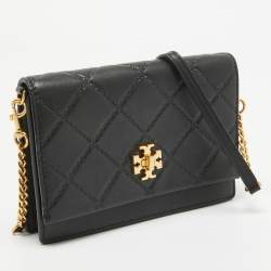 Pre Owned Tory Burch Black Leather Georgia Clutch Bag