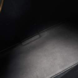 Pre Owned Tory Burch Grey/Black Logo Coated Canvas Zip Shopper Tote