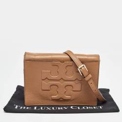 Tory Burch Brown Leather Bombe T Combe Crossbody Bag