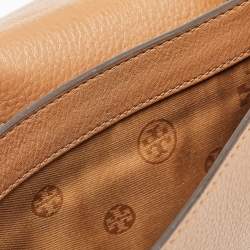 Tory Burch Brown Leather Bombe T Combe Crossbody Bag