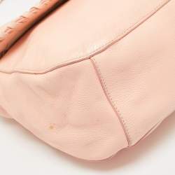 Pre Owned Tory Burch Peach Leather Marion Shoulder Bag