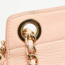 Pre Owned Tory Burch Peach Leather Marion Shoulder Bag