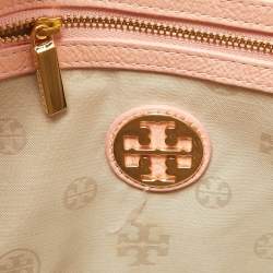 Pre Owned Tory Burch Peach Leather Marion Shoulder Bag