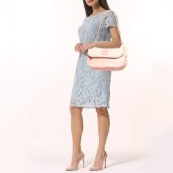 Pre Owned Tory Burch Peach Leather Marion Shoulder Bag