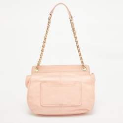 Pre Owned Tory Burch Peach Leather Marion Shoulder Bag