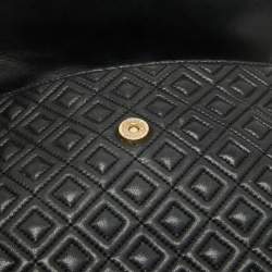 Tory Burch Black Quilted Leather Fleming Shoulder Bag