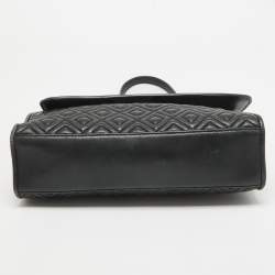 Tory Burch Black Quilted Leather Fleming Shoulder Bag