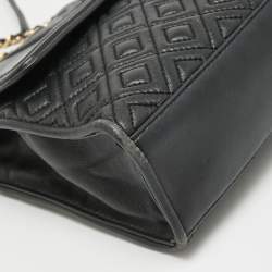 Tory Burch Black Quilted Leather Fleming Shoulder Bag
