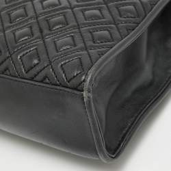 Tory Burch Black Quilted Leather Fleming Shoulder Bag