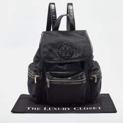 Tory Burch Black Nylon Bill Backpack