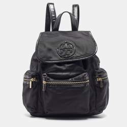 Tory Burch Black Nylon Bill Backpack