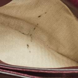 Pre Owned Tory Burch Burgundy Chevron Leather Kira Top Handle Bag