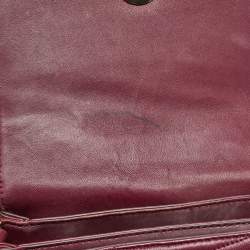 Pre Owned Tory Burch Burgundy Chevron Leather Kira Top Handle Bag